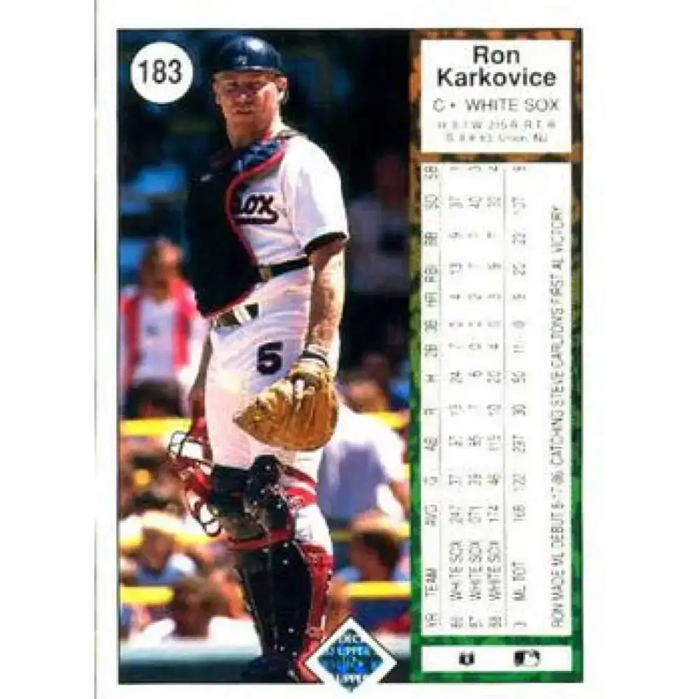 1989 Upper Deck #183 Ron Karkovice NM-MT Chicago White Sox Baseball Card - Baseball Card Single