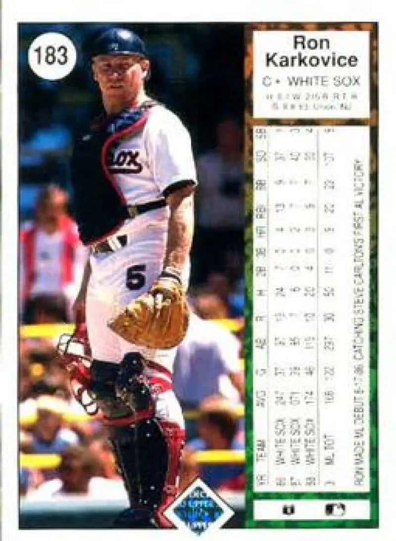 1989 Upper Deck #183 Ron Karkovice NM-MT Chicago White Sox Baseball Card - Baseball Card Single