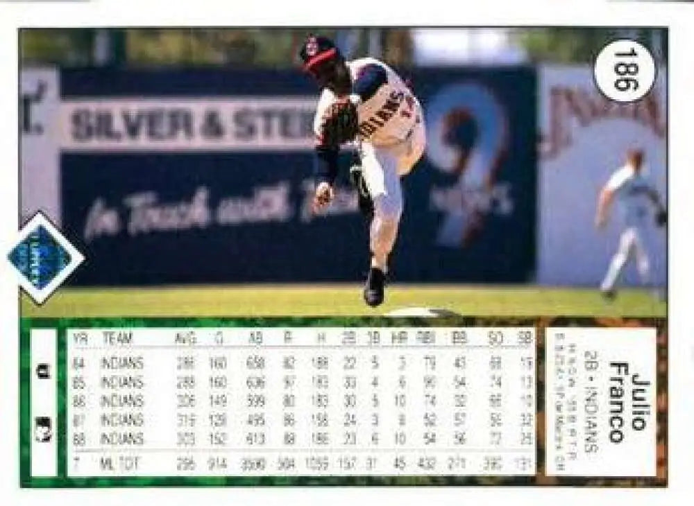 1989 Upper Deck #186 Julio Franco NM-MT Cleveland Indians Baseball Card - Baseball Card Single