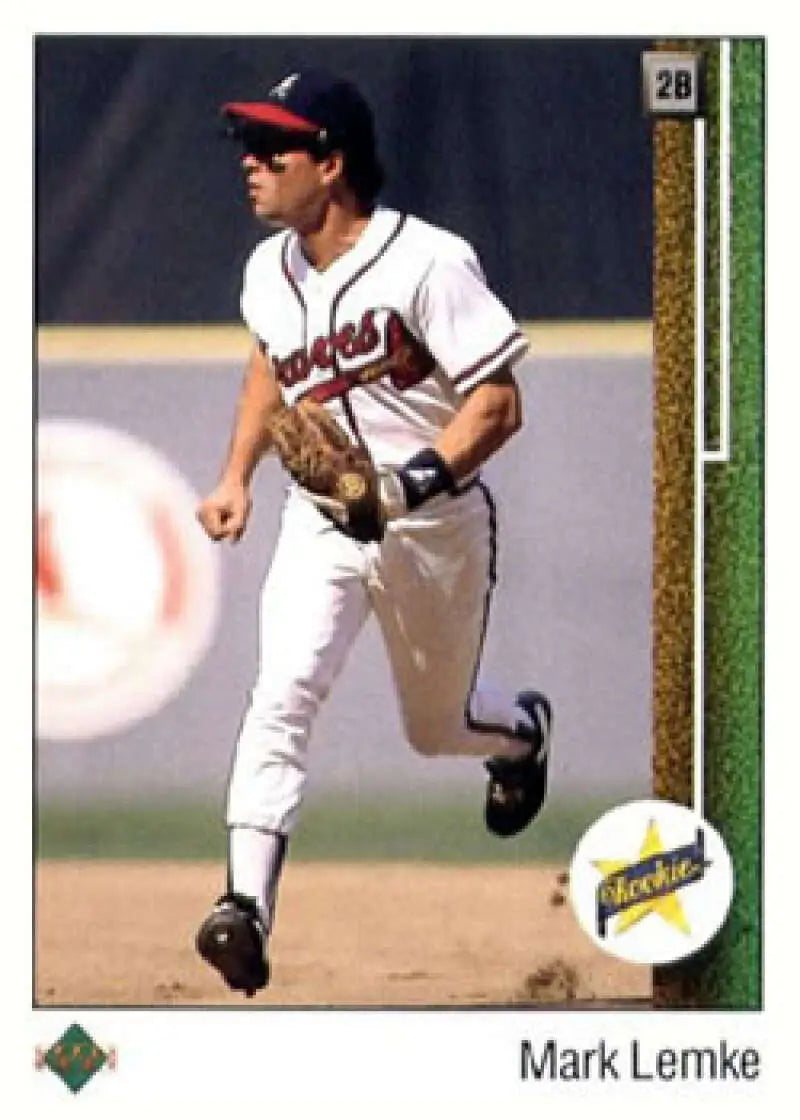 1989 Upper Deck #19 Mark Lemke NM-MT RC Rookie Atlanta Braves Baseball Card - Baseball Card Single