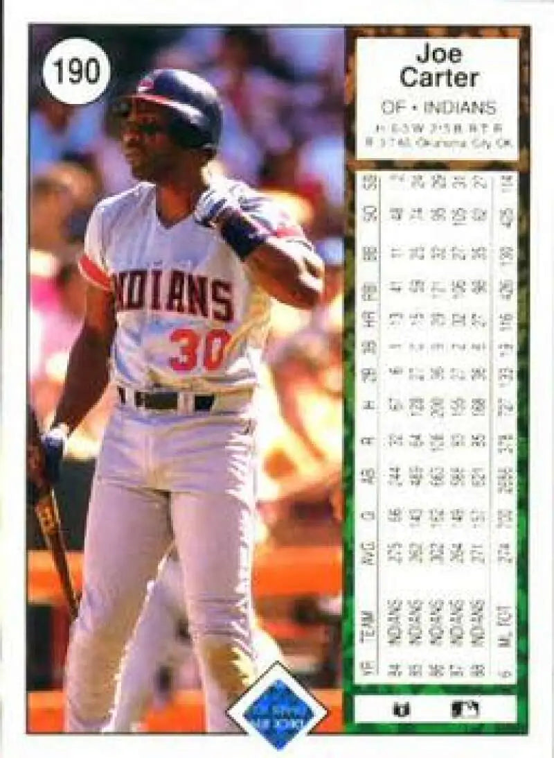 1989 Upper Deck #190 Joe Carter NM-MT Cleveland Indians Baseball Card - Baseball Card Single