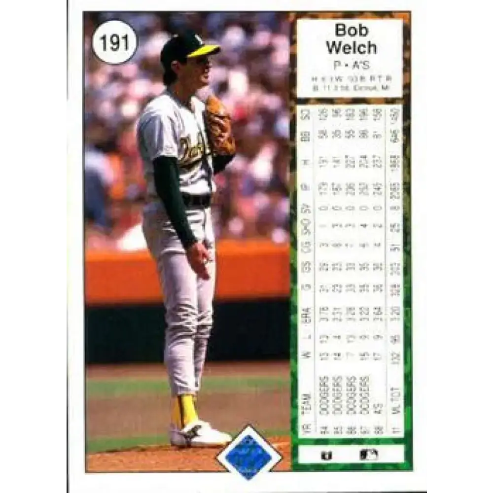 1989 Upper Deck #191 Bob Welch NM-MT Oakland Athletics Baseball Card - Baseball Card Single