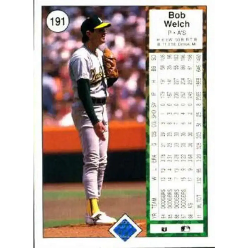 1989 Upper Deck #191 Bob Welch NM-MT Oakland Athletics Baseball Card - Baseball Card Single
