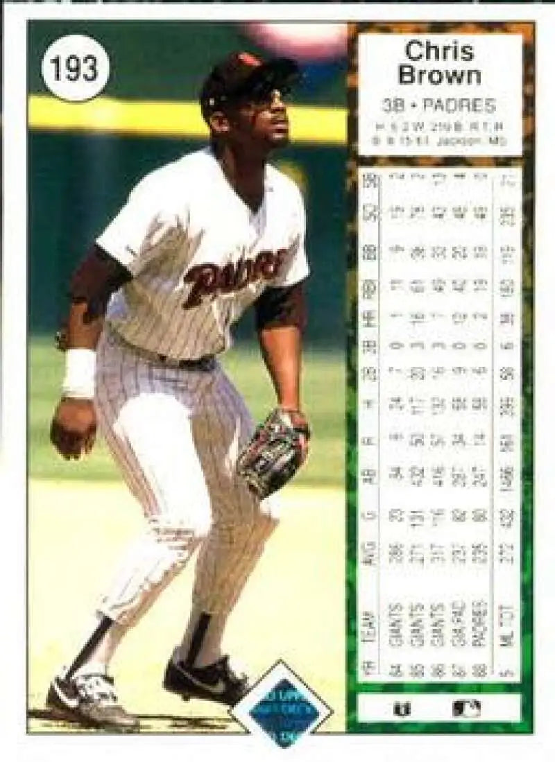 1989 Upper Deck #193 Chris Brown NM-MT San Diego Padres Baseball Card - Baseball Card Single