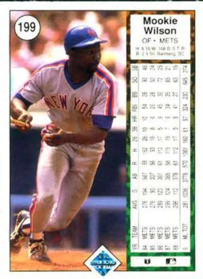 1989 Upper Deck #199 Mookie Wilson NM-MT New York Mets Baseball Card - Baseball Card Single