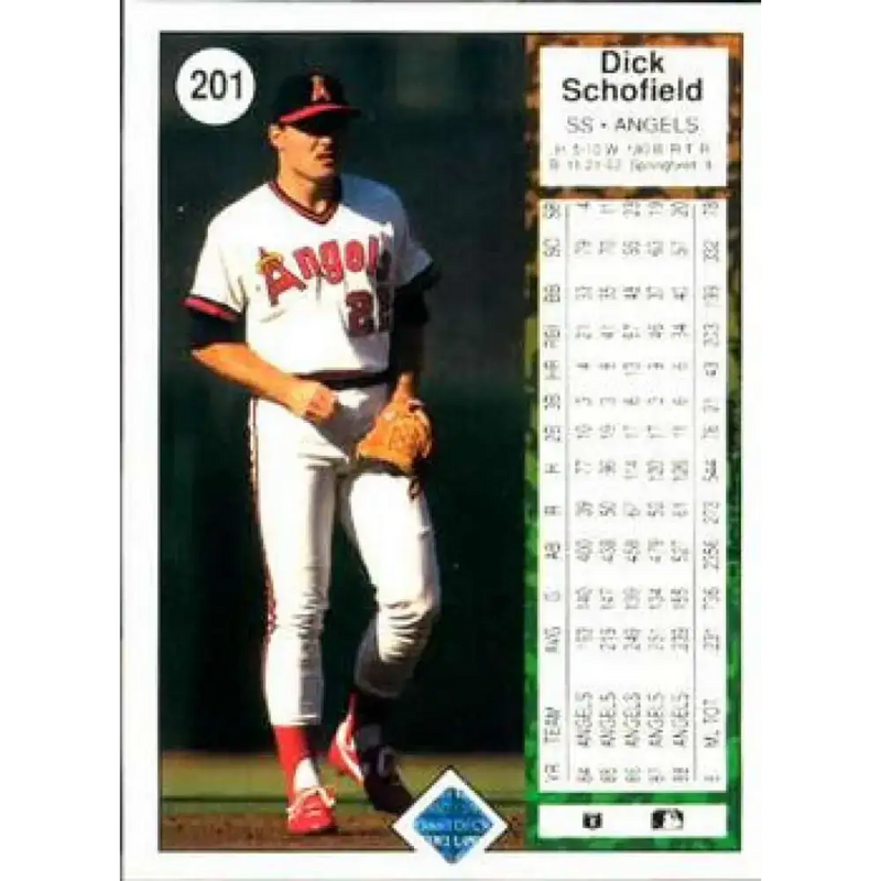 1989 Upper Deck #201 Dick Schofield NM-MT California Angels Baseball Card - Baseball Card Single