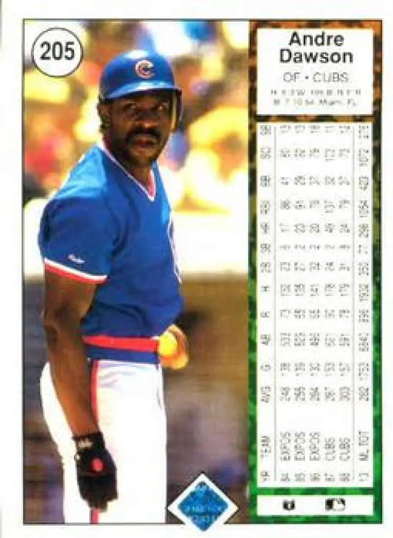 1989 Upper Deck #205 Andre Dawson NM-MT Chicago Cubs Baseball Card - Baseball Card Single