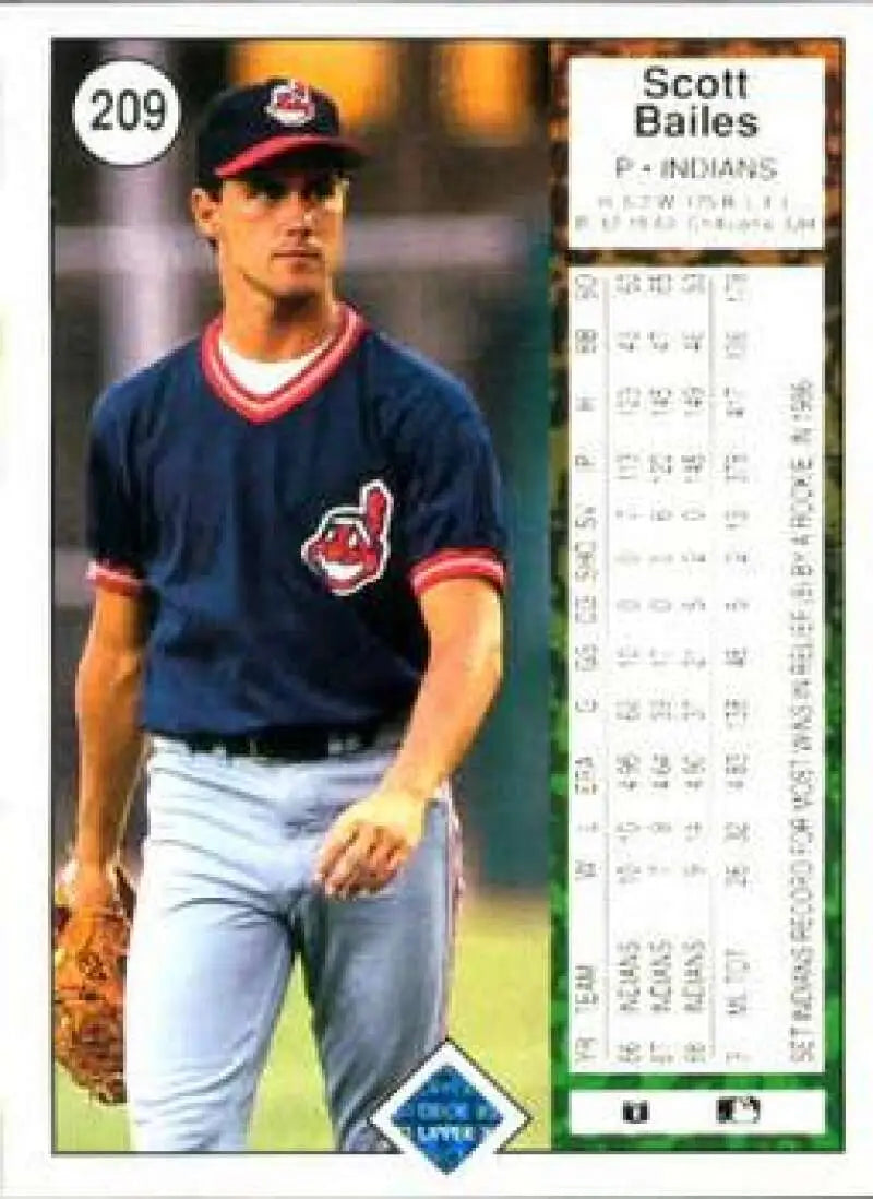 1989 Upper Deck #209 Scott Bailes NM-MT Cleveland Indians Baseball Card - Baseball Card Single