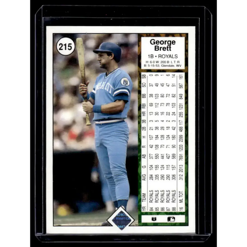 1989 Upper Deck #215 George Brett Kansas City Royals NM-MT Baseball Card - Baseball Card Single