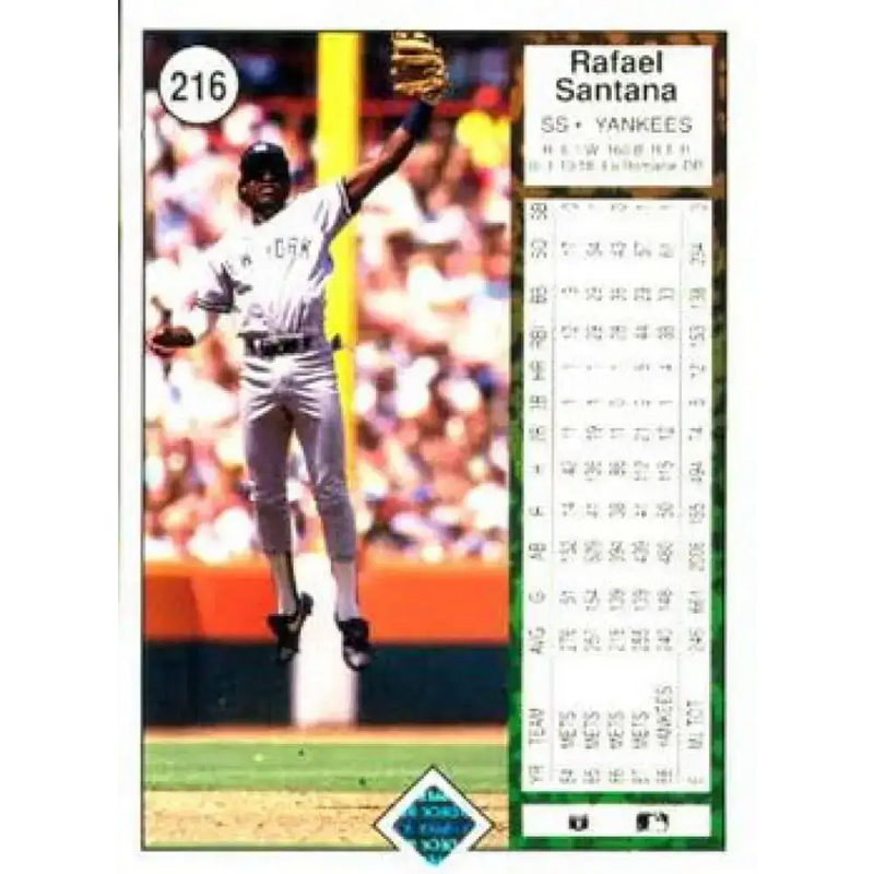 1989 Upper Deck #216 Rafael Santana NM-MT New York Yankees Baseball Card - Baseball Card Single