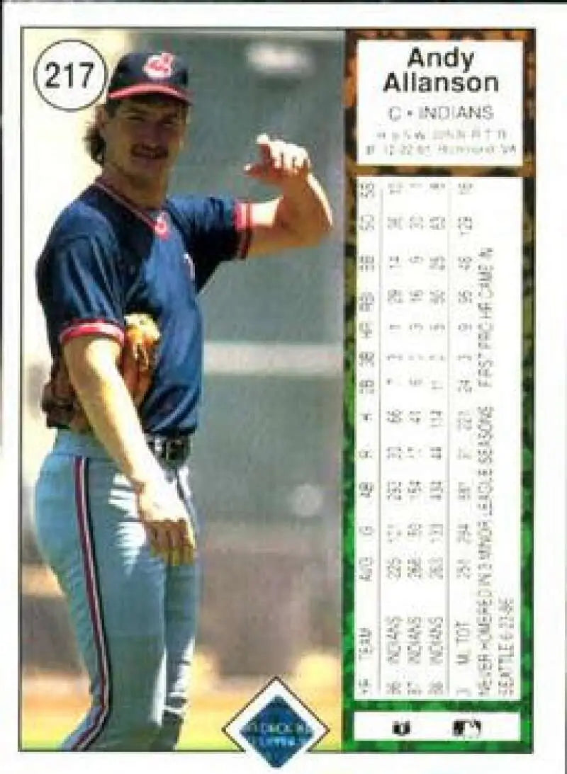 1989 Upper Deck #217 Andy Allanson NM-MT Cleveland Indians Baseball Card - Baseball Card Single