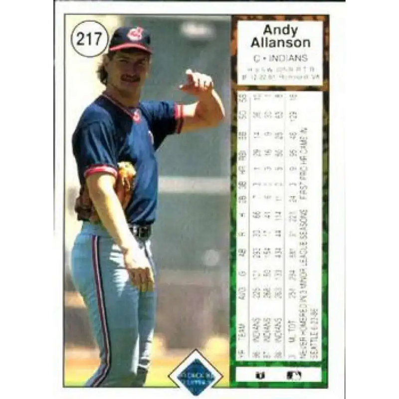 1989 Upper Deck #217 Andy Allanson NM-MT Cleveland Indians Baseball Card - Baseball Card Single