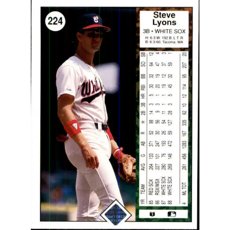 1989 Upper Deck #224 Steve Lyons NM-MT Chicago White Sox Baseball Card - Baseball Card Single