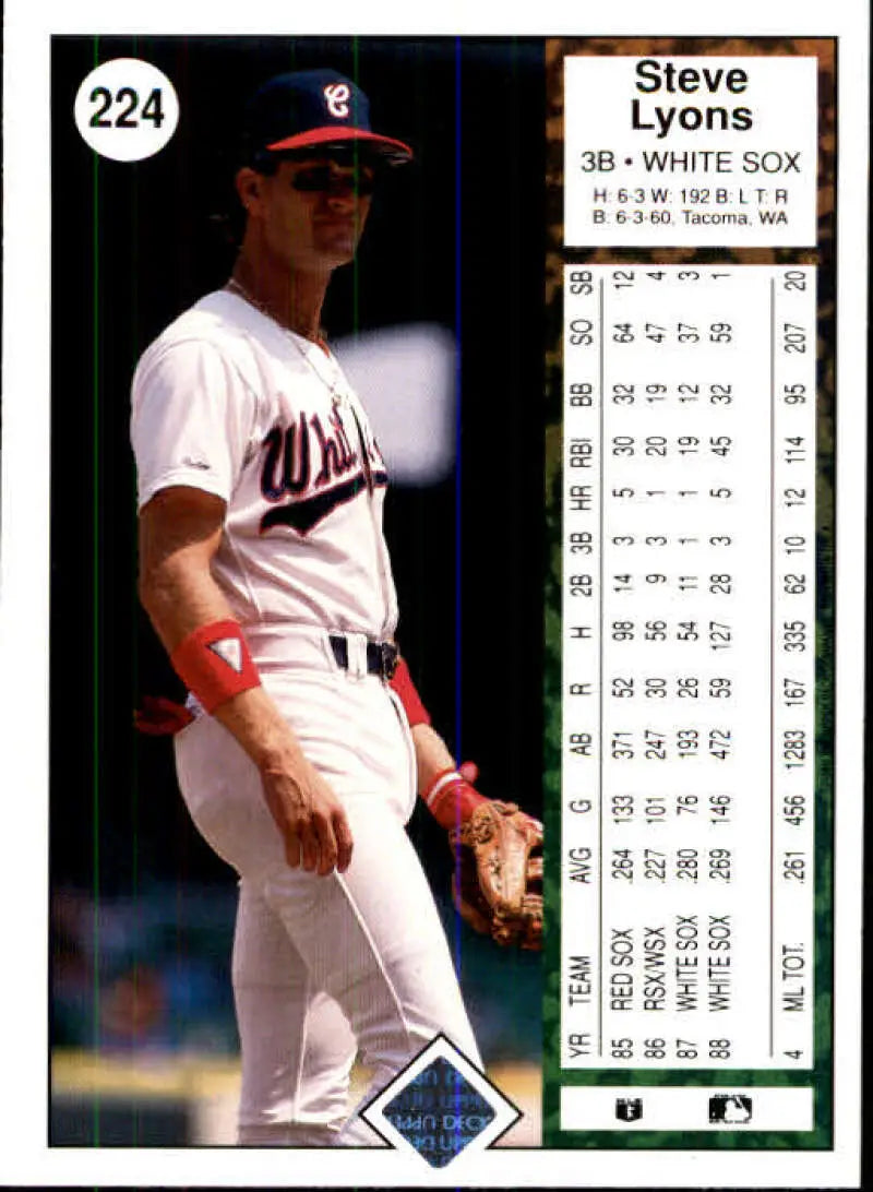 1989 Upper Deck #224 Steve Lyons NM-MT Chicago White Sox Baseball Card - Baseball Card Single