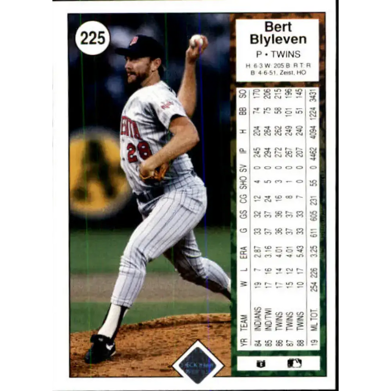 1989 Upper Deck #225 Bert Blyleven NM-MT Minnesota Twins Baseball Card - Baseball Card Single