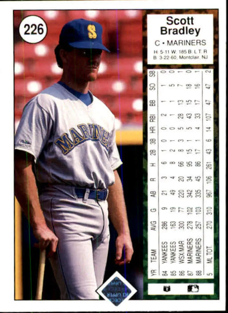 1989 Upper Deck #226 Scott Bradley NM-MT Seattle Mariners Baseball Card - Baseball Card Single