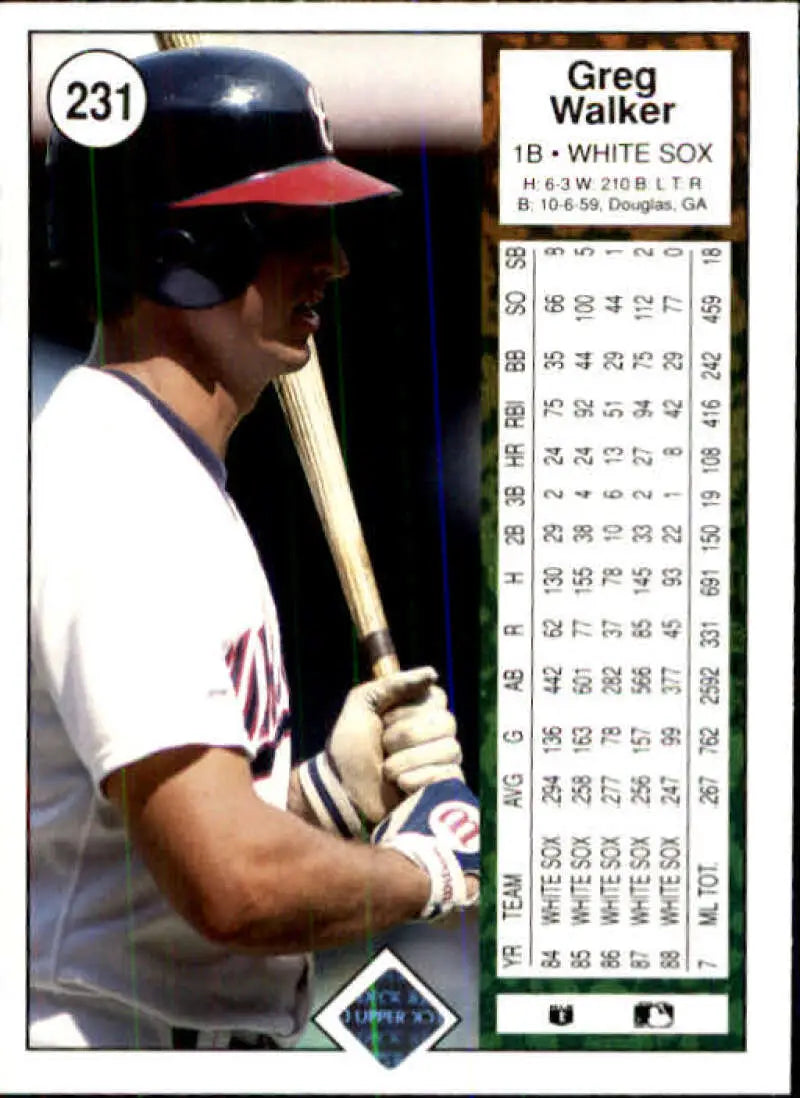 1989 Upper Deck #231 Greg Walker NM-MT Chicago White Sox Baseball Card - Baseball Card Single
