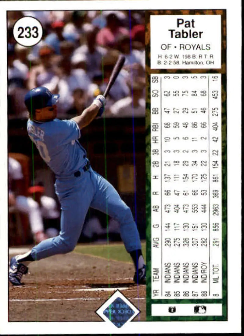 1989 Upper Deck #233 Pat Tabler NM-MT Kansas City Royals Baseball Card - Baseball Card Single