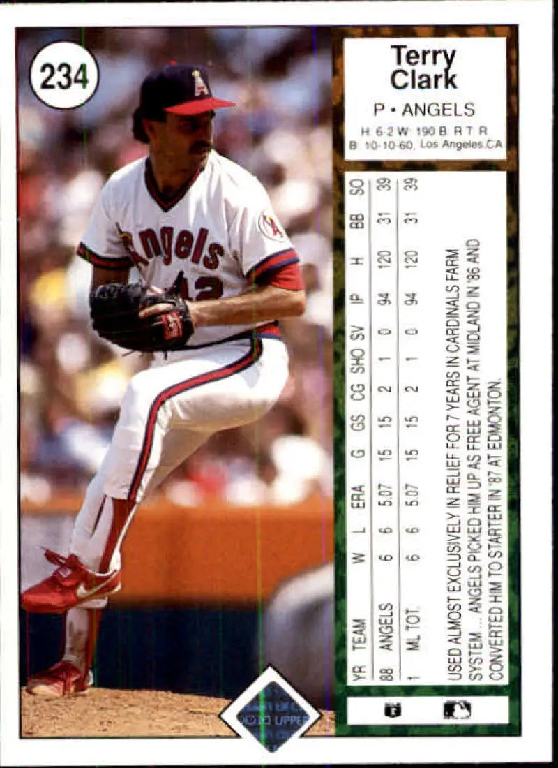 1989 Upper Deck #234 Terry Clark NM-MT RC Rookie California Angels Baseball Card - Baseball Card Single