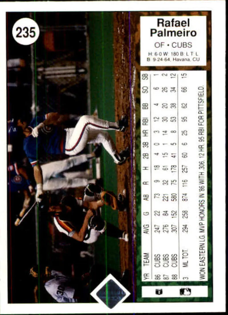 1989 Upper Deck #235 Rafael Palmeiro NM-MT Chicago Cubs Baseball Card - Baseball Card Single