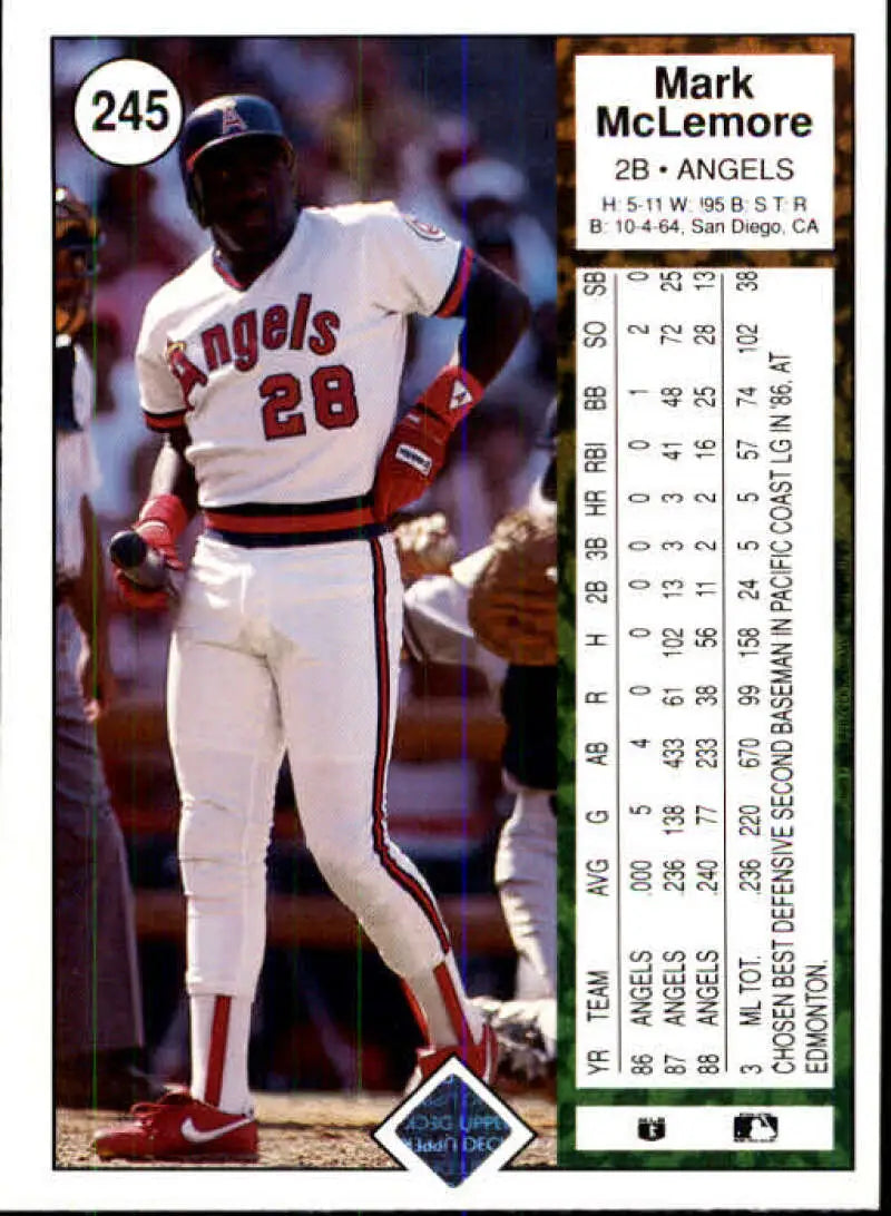 1989 Upper Deck #245 Mark McLemore NM-MT California Angels Baseball Card - Baseball Card Single