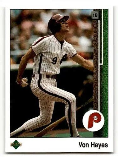 Original gloss Von Hayes Philadelphia Phillies baseball card from 1989 Upper Deck #246