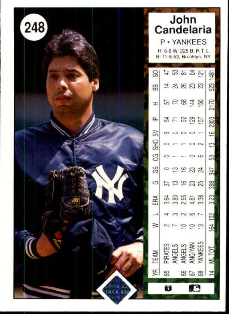 1989 Upper Deck #248 John Candelaria NM-MT New York Yankees Baseball Card - Baseball Card Single