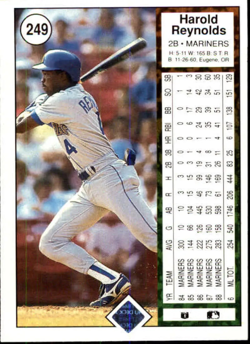 1989 Upper Deck #249 Harold Reynolds NM-MT Seattle Mariners Baseball Card - Baseball Card Single