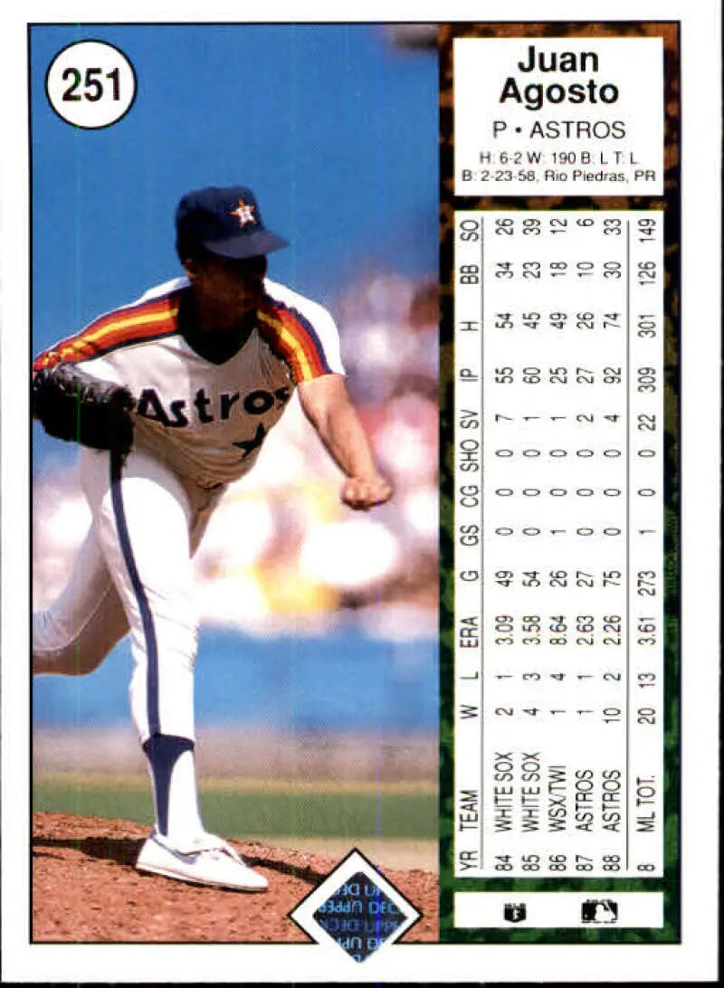 1989 Upper Deck #251 Juan Agosto NM-MT Houston Astros Baseball Card - Baseball Card Single