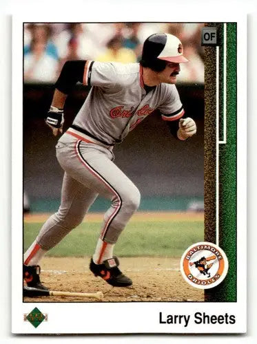 Original gloss Larry Sheets Baltimore Orioles baseball card from 1989 Upper Deck #254