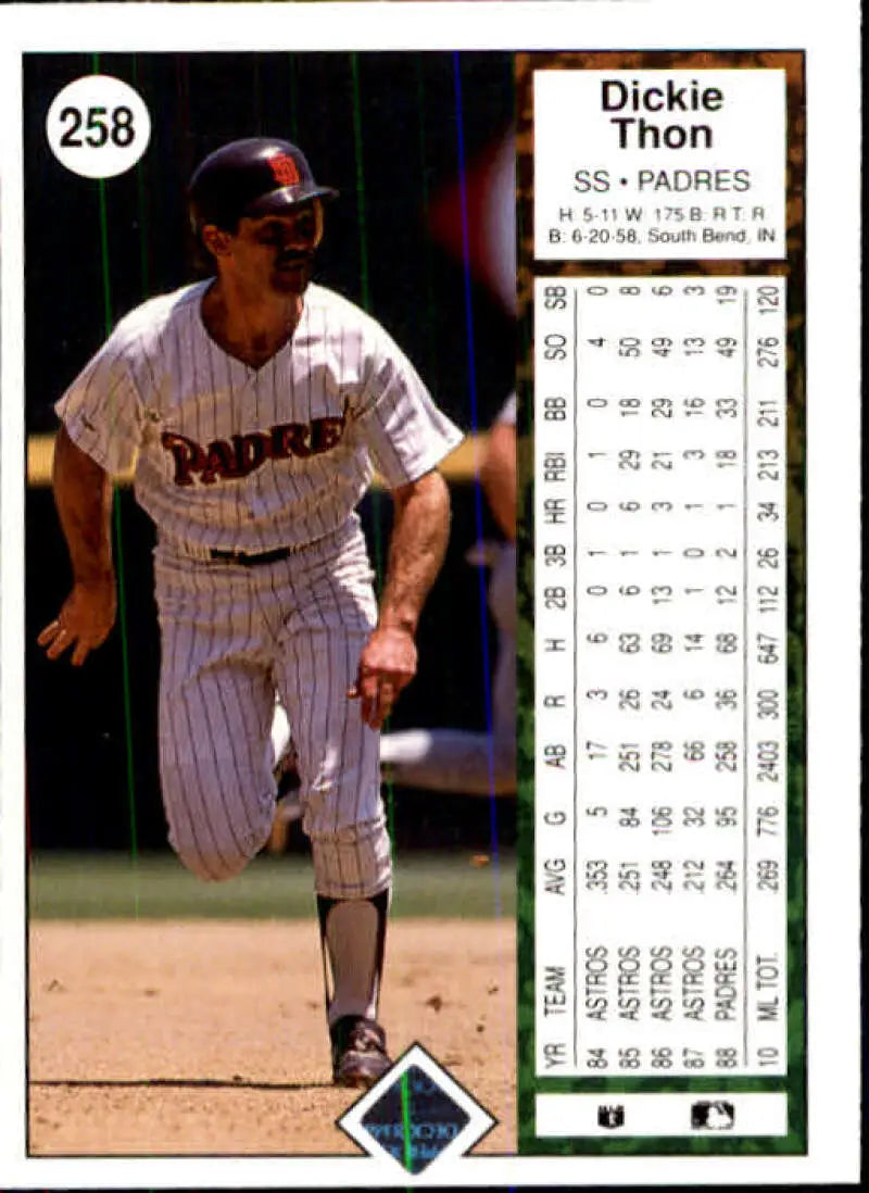 1989 Upper Deck #258 Dickie Thon NM-MT San Diego Padres Baseball Card - Baseball Card Single