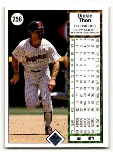 Original gloss 1989 Upper Deck Dickie Thon San Diego Padres baseball card