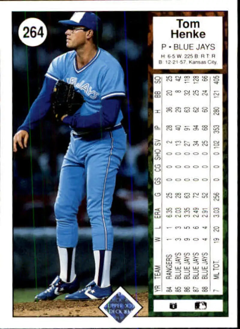 1989 Upper Deck #264 Tom Henke NM-MT Toronto Blue Jays Baseball Card - Baseball Card Single