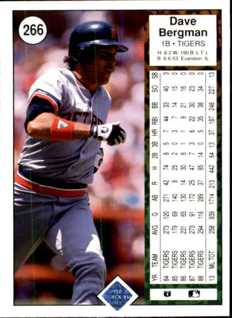 1989 Upper Deck #266 Dave Bergman NM-MT Detroit Tigers Baseball Card - Baseball Card Single