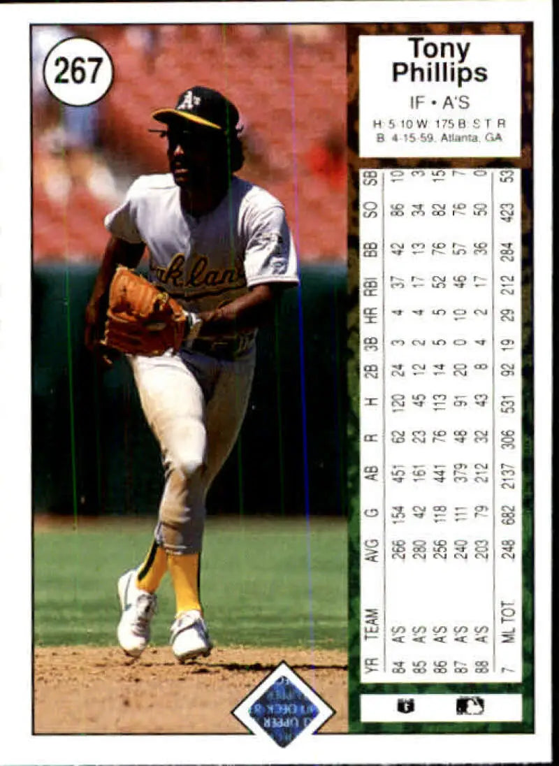 1989 Upper Deck #267 Tony Phillips NM-MT Oakland Athletics Baseball Card - Baseball Card Single