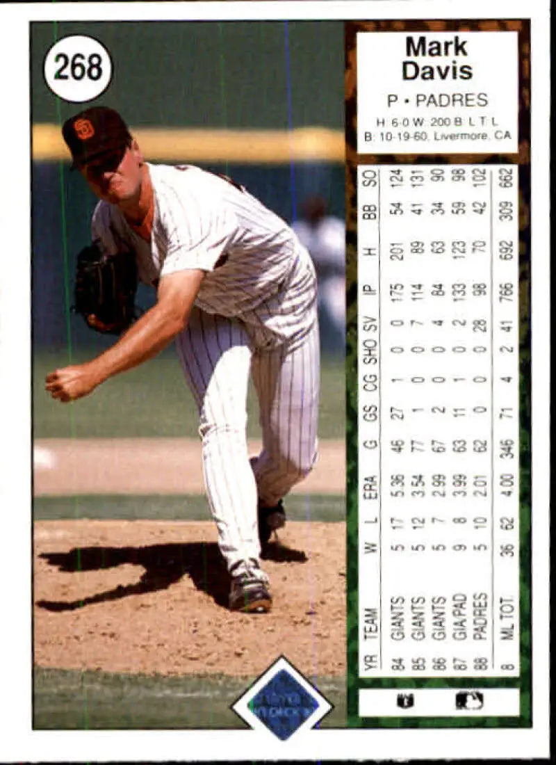 1989 Upper Deck #268 Mark Davis NM-MT San Diego Padres Baseball Card - Baseball Card Single