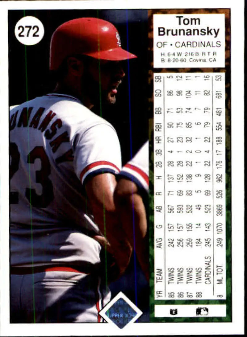 1989 Upper Deck #272 Tom Brunansky NM-MT St. Louis Cardinals Baseball Card - Baseball Card Single