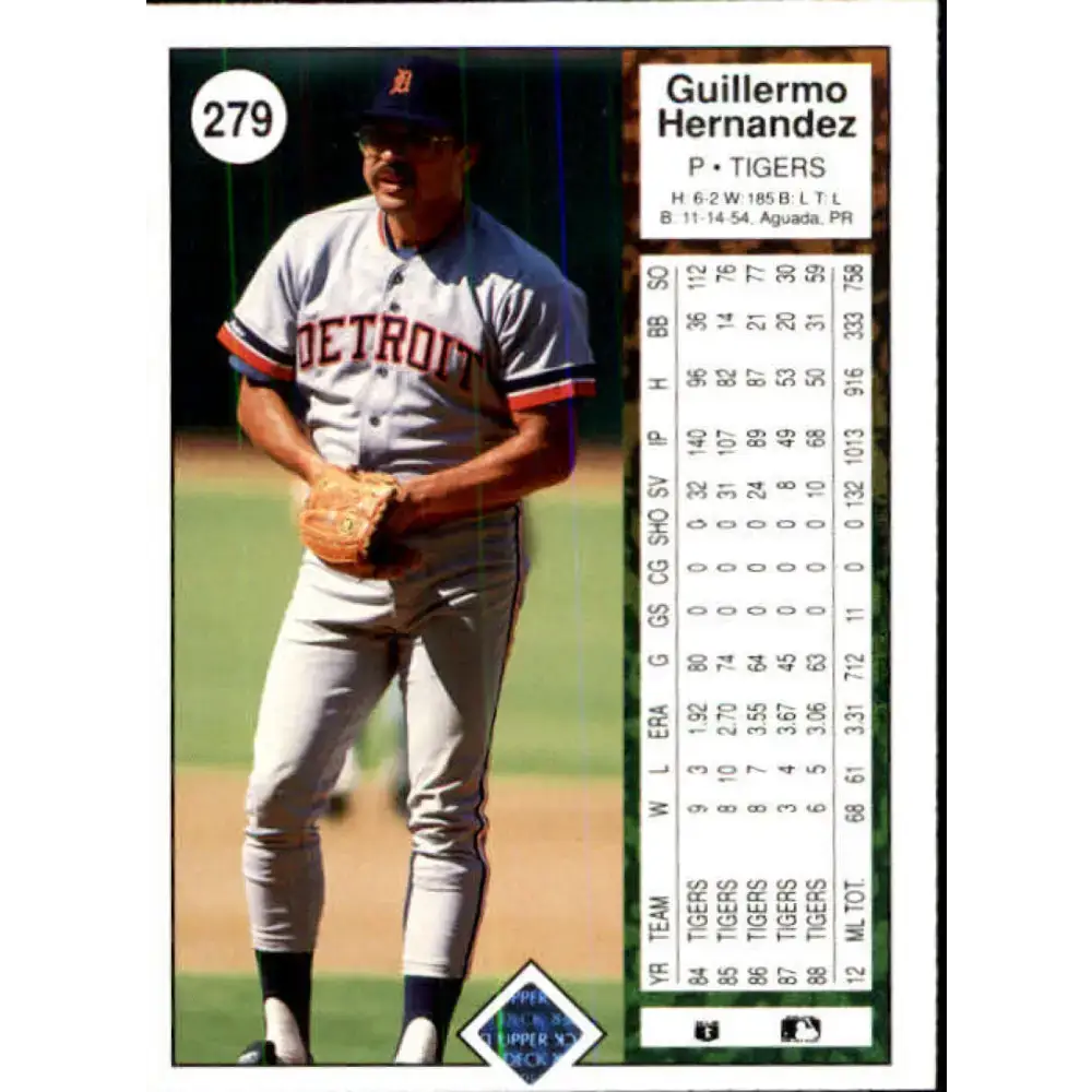 1989 Upper Deck #279 Guillermo Hernandez ERR NM-MT Detroit Tigers Baseball Card - Baseball Card Single