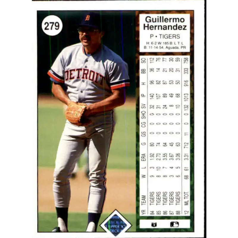 1989 Upper Deck #279 Guillermo Hernandez ERR NM-MT Detroit Tigers Baseball Card - Baseball Card Single