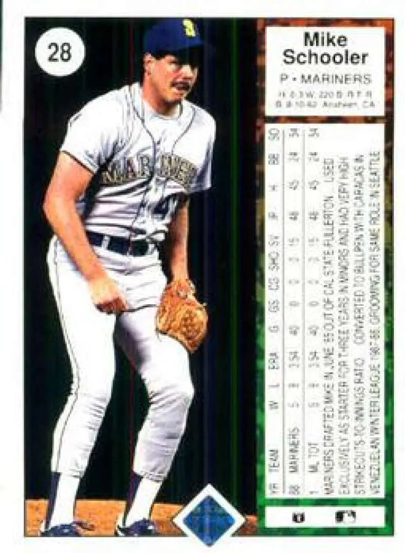 1989 Upper Deck #28 Mike Schooler NM-MT Seattle Mariners Baseball Card - Baseball Card Single