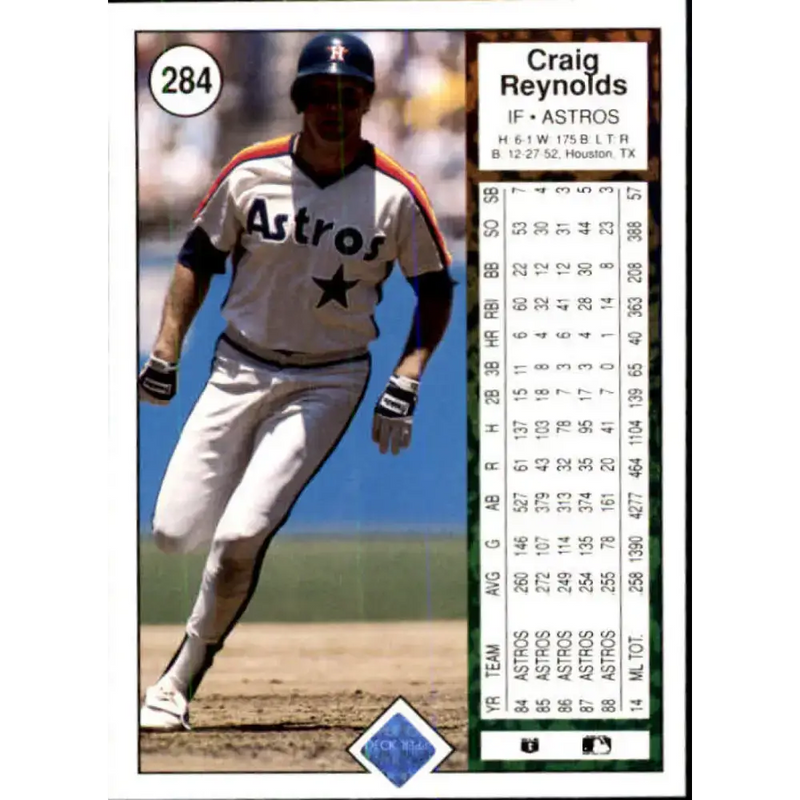1989 Upper Deck #284 Craig Reynolds NM-MT Houston Astros Baseball Card - Baseball Card Single