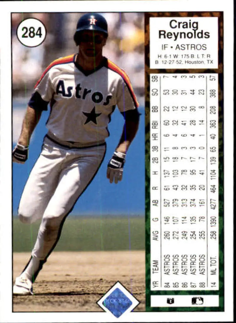 1989 Upper Deck #284 Craig Reynolds NM-MT Houston Astros Baseball Card - Baseball Card Single