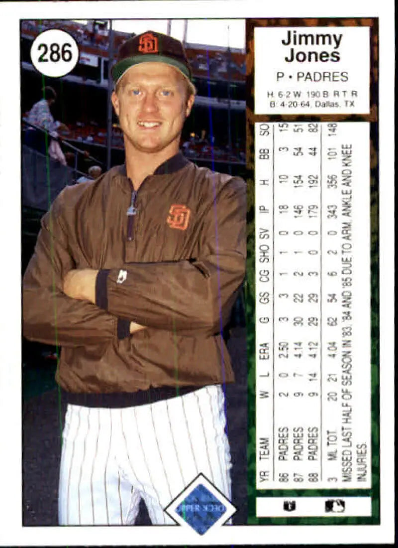 1989 Upper Deck #286 Jimmy Jones NM-MT San Diego Padres Baseball Card - Baseball Card Single