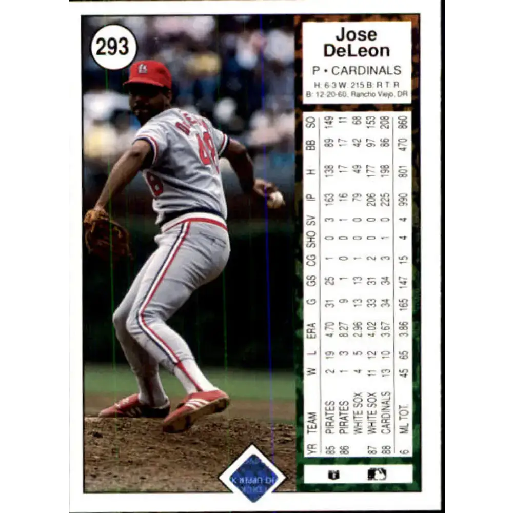 1989 Upper Deck #293 Jose DeLeon NM-MT St. Louis Cardinals Baseball Card - Baseball Card Single