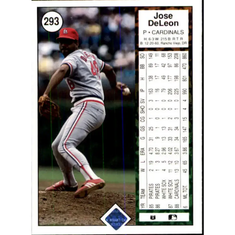 1989 Upper Deck #293 Jose DeLeon NM-MT St. Louis Cardinals Baseball Card - Baseball Card Single