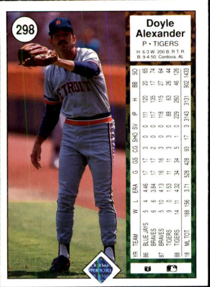 1989 Upper Deck #298 Doyle Alexander NM-MT Detroit Tigers Baseball Card - Baseball Card Single