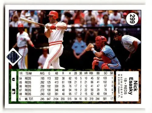 Original gloss of Nick Esasky Cincinnati Reds baseball card from 1989 Upper Deck
