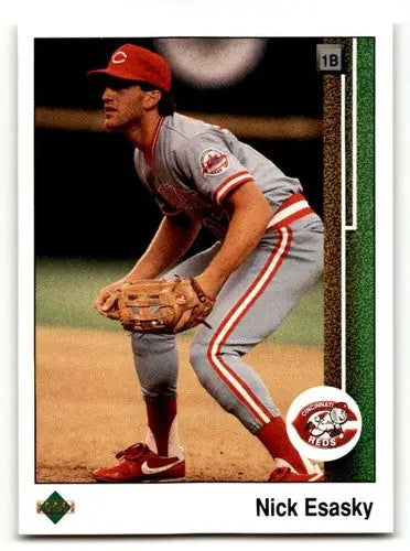 Original gloss baseball card of Nick Esasky Cincinnati Reds from 1989 Upper Deck