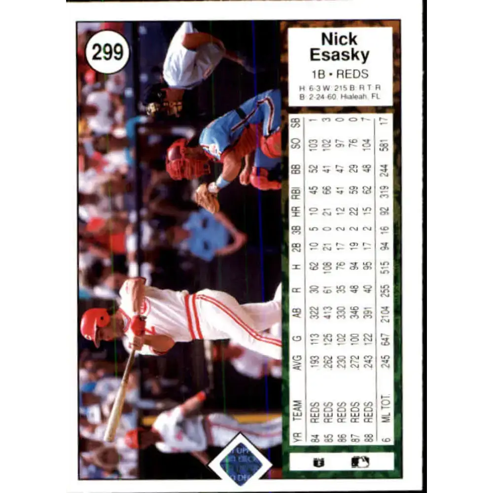 1989 Upper Deck #299 Nick Esasky NM-MT Cincinnati Reds Baseball Card - Baseball Card Single