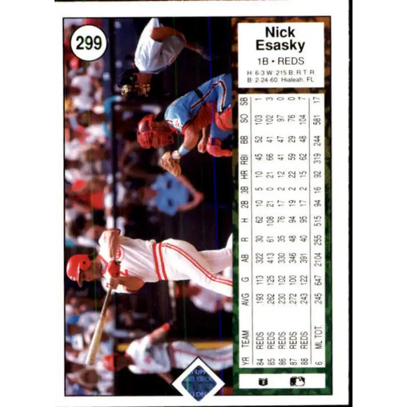 1989 Upper Deck #299 Nick Esasky NM-MT Cincinnati Reds Baseball Card - Baseball Card Single